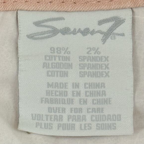 Seven7 Women’s Pink Peach Fray-Hem Denim Shorts Size 8 Stretch Cut Off - Picture 11 of 15